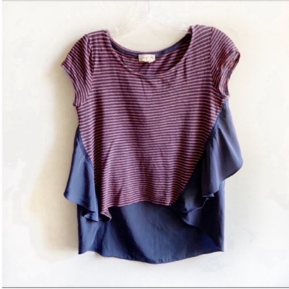 Anthropologie Meadow Rue Sideways Swing top red navy striped